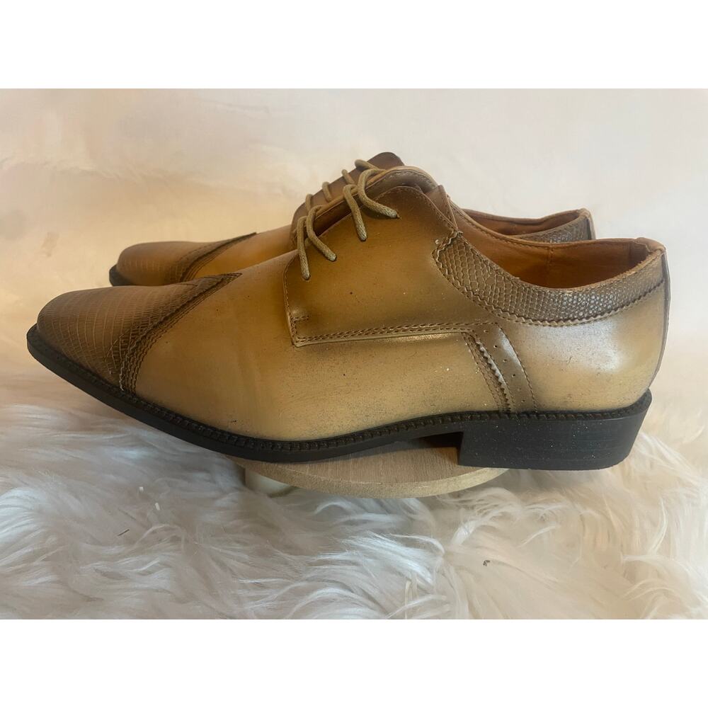 Antonio Cerrelli Elite Men's Size 8.5 Dress Shoes Oxfords GUC Tan Taupe